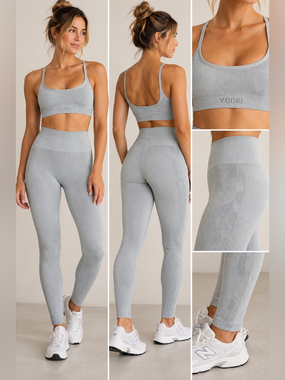 Vuori The Rise The Shine ribbed seamless leggings and matching sports bra s/m